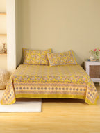 ROYAL GOLDEN GLORY HAND BLOCK PRINT COTTON BEDSHEET WITH PILLOW COVER