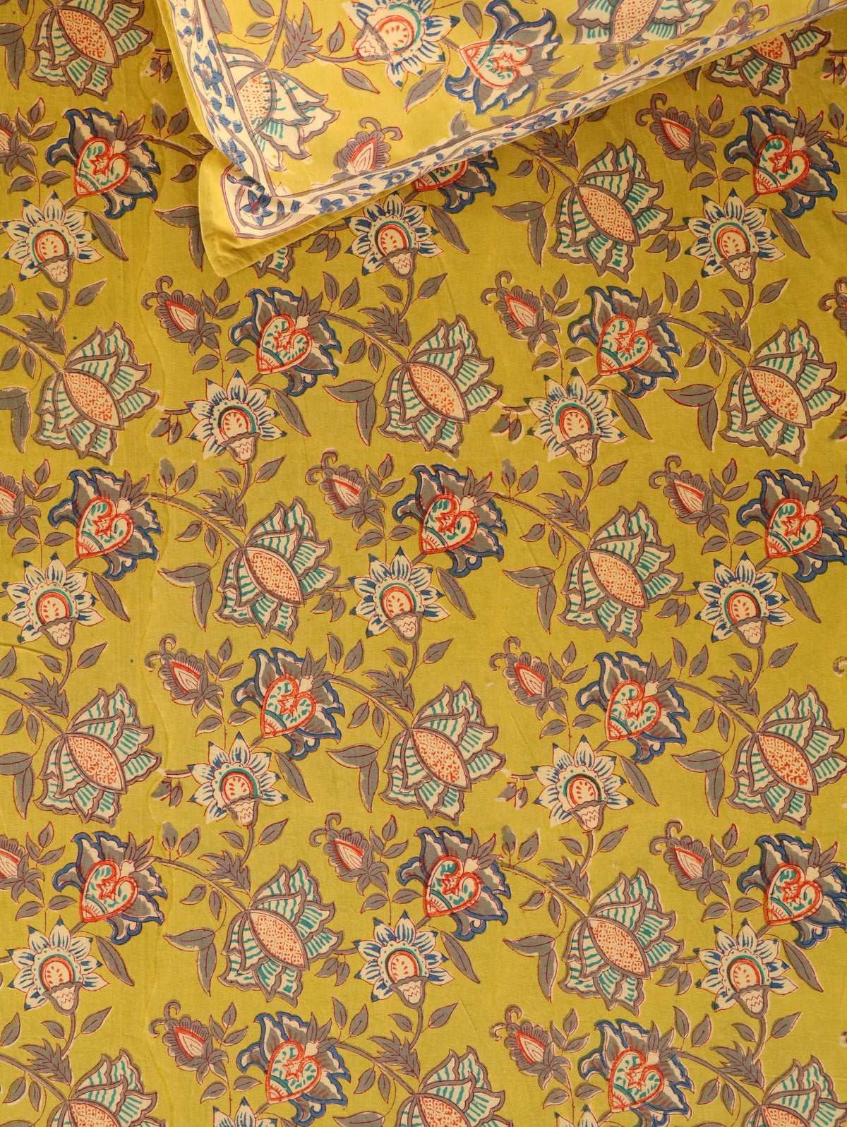 ROYAL GOLDEN GLORY HAND BLOCK PRINT COTTON BEDSHEET WITH PILLOW COVER