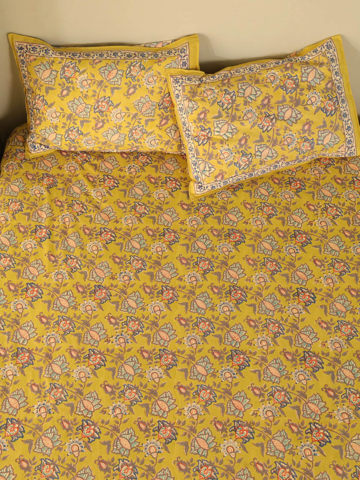 ROYAL GOLDEN GLORY HAND BLOCK PRINT COTTON BEDSHEET WITH PILLOW COVER