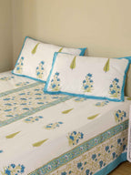MUGAL MEHRAB GANDEN HAND BLOCK PRINT COTTON BEDSHEET WITH PILLOW COVER