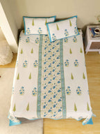 MUGAL MEHRAB GANDEN HAND BLOCK PRINT COTTON BEDSHEET WITH PILLOW COVER