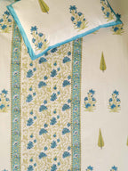 MUGAL MEHRAB GANDEN HAND BLOCK PRINT COTTON BEDSHEET WITH PILLOW COVER