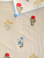 MULTI SPRING HAND BLOCK PRINT COTTON BEDSHEET WITH PILLOW COVER