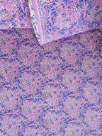 LAVENDER BLOOM HAND BLOCK PRINT COTTON BEDSHEET WITH PILLOW COVER