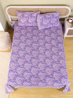 LAVENDER BLOOM HAND BLOCK PRINT COTTON BEDSHEET WITH PILLOW COVER