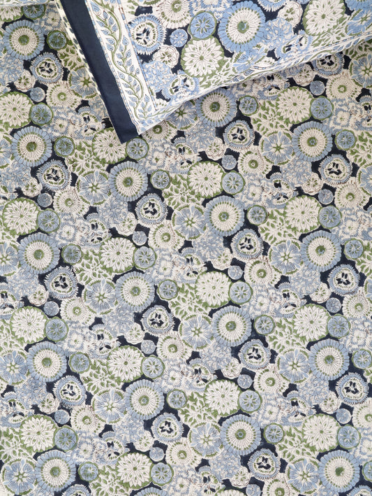 Hand Block Print Jaipuri Cotton Bedsheet With Two Reversible Pillow Cover