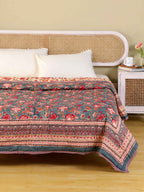 CHARCOLE HARITAGE VINE HAND BLOCK PRINT REVERSIBLE COTTON QUILT/RAZAI