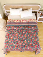CHARCOLE HARITAGE VINE HAND BLOCK PRINT REVERSIBLE COTTON QUILT/RAZAI