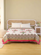 ROYAL RED POPPY HAND BLOCK PRINT REVERSIBLE COTTON QUILT/RAZAI