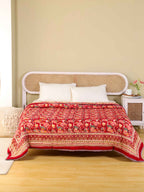 ROYAL RAPID RED HAND BLOCK PRINT REVERSIBLE COTTON QUILT/RAZAI