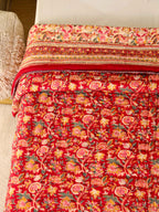 ROYAL RAPID RED HAND BLOCK PRINT REVERSIBLE COTTON QUILT/RAZAI