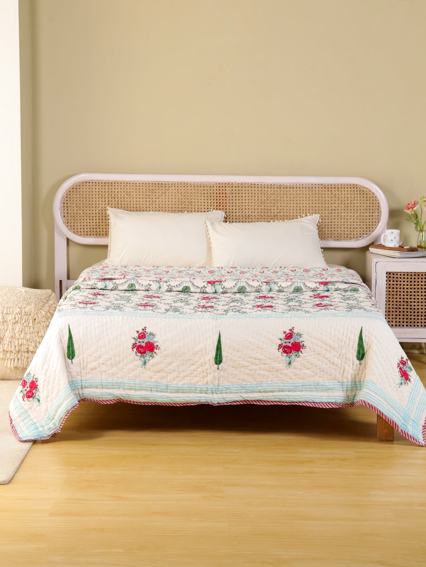 Hand Block Printed Reversible Jaipuri Quilt By Jaipur Hastkar