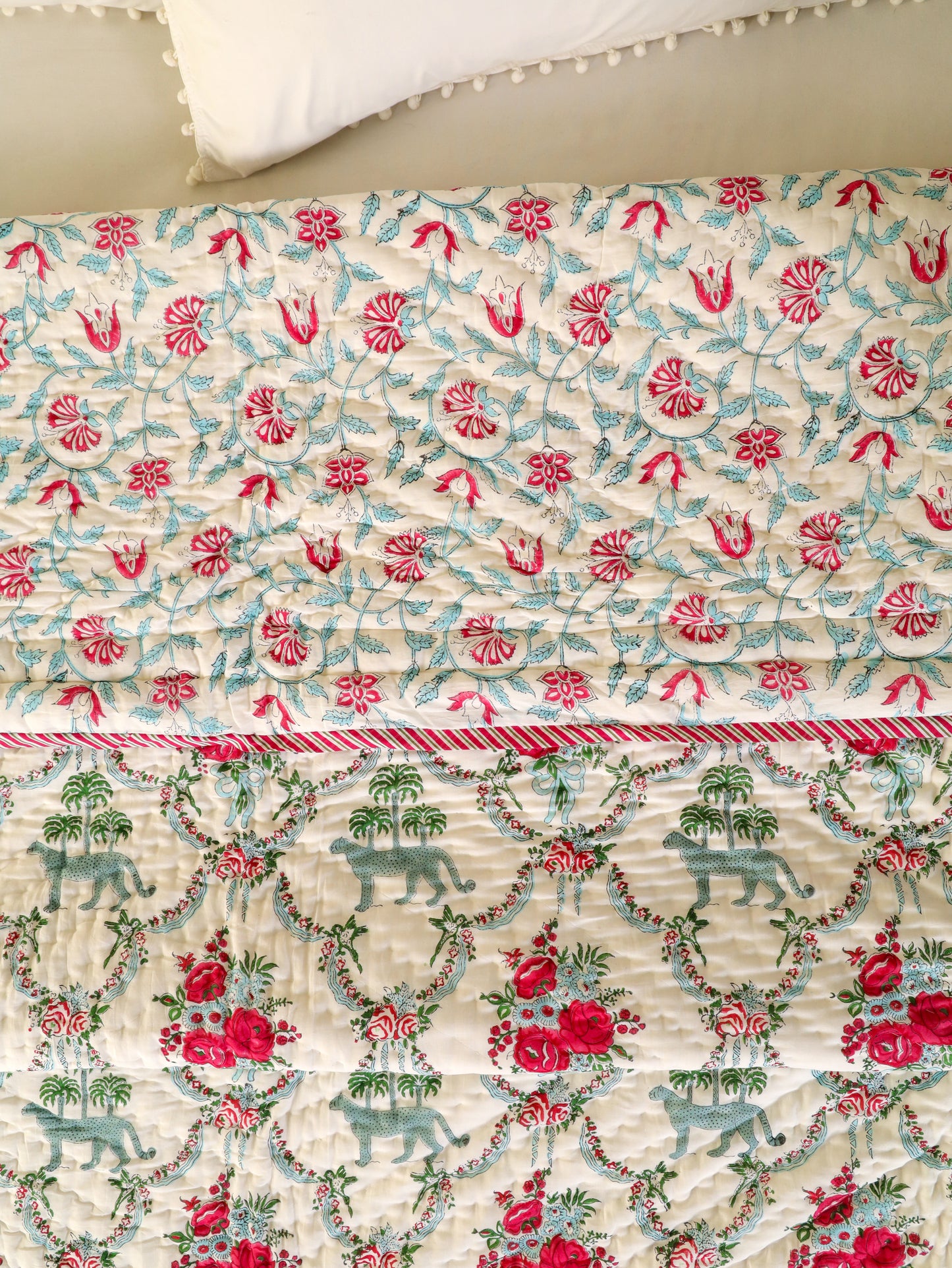 Hand Block Printed Reversible Jaipuri Quilt By Jaipur Hastkar