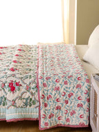 THE ROYAL LEOPARD PRINT HAND BLOCK PRINT REVERSIBLE COTTON QUILT/RAZAI
