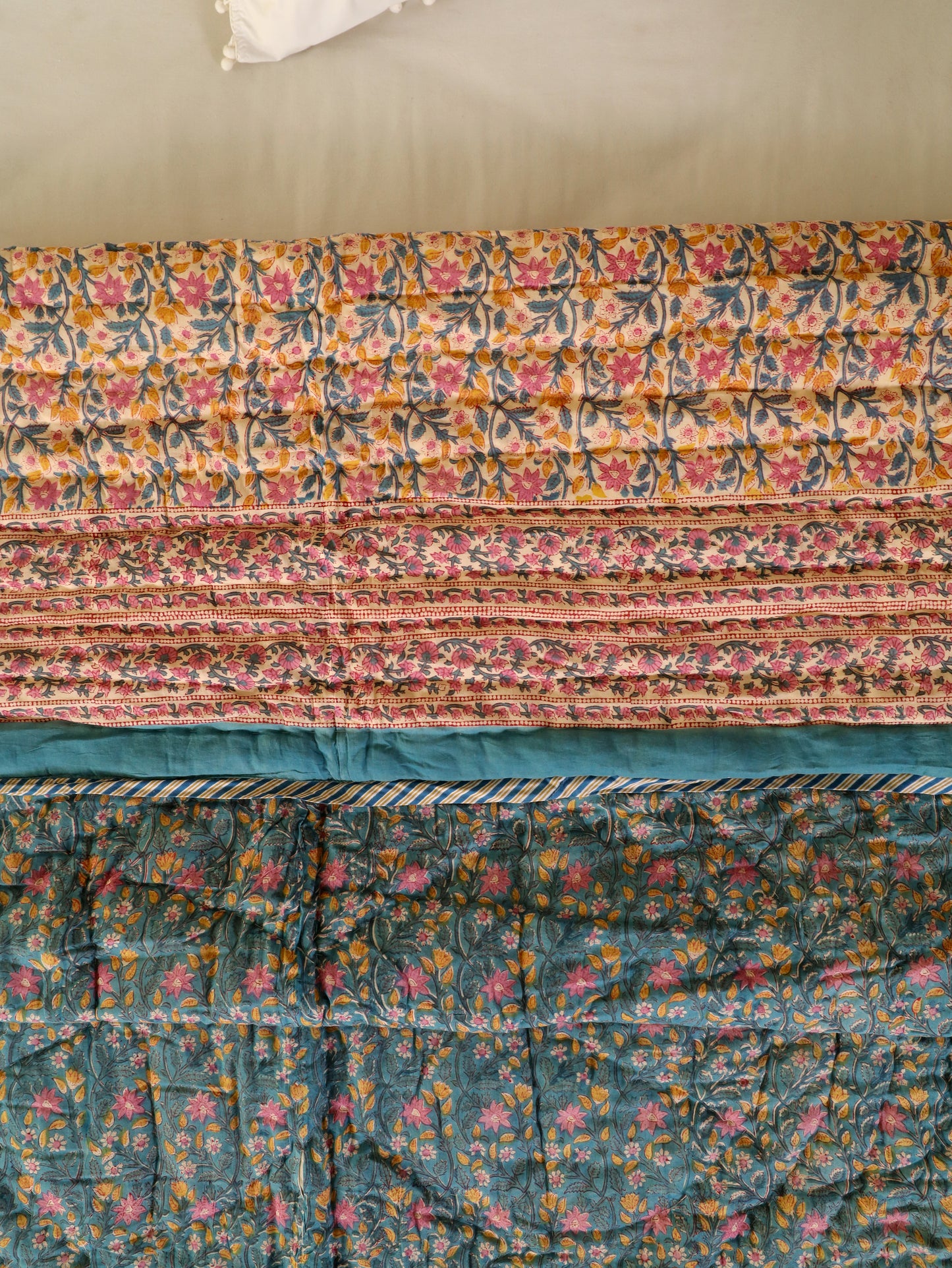 Hand Block Printed Reversible Jaipuri Quilt By Jaipur Hastkar