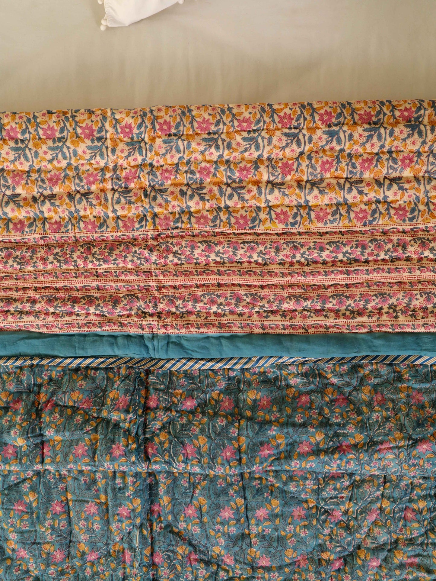 Hand Block Printed Reversible Jaipuri Quilt By Jaipur Hastkar