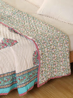 CLASSIC ROYAL MUGAL MOTIF HAND BLOCK PRINT REVERSIBLE COTTON QUILT/RAZAI