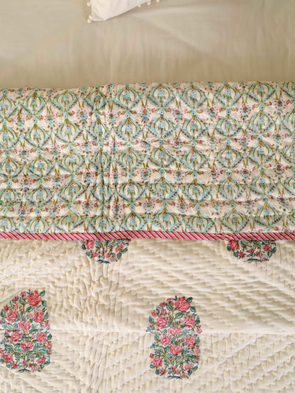 Hand Block Printed Reversible Jaipuri Quilt By Jaipur Hastkar