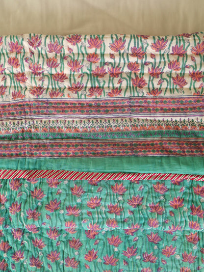 Hand Block Printed Reversible Jaipuri Quilt By Jaipur Hastkar