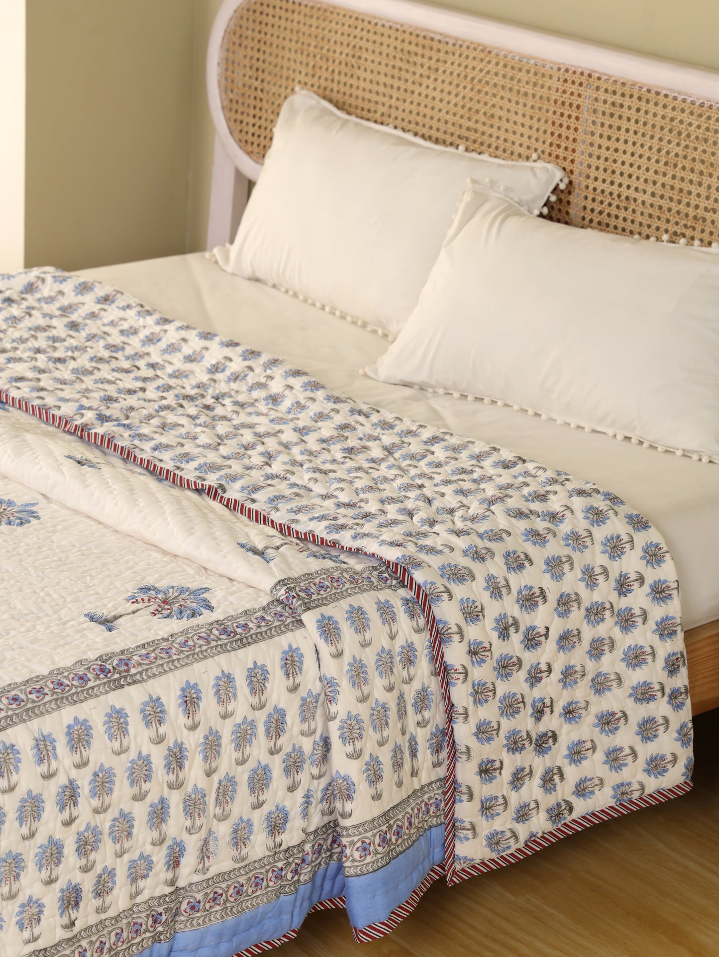 Hand Block Printed Reversible Jaipuri Quilt By Jaipur Hastkar
