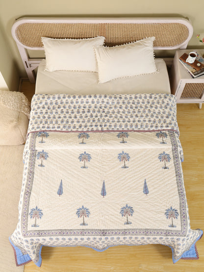 Hand Block Printed Reversible Jaipuri Quilt By Jaipur Hastkar
