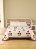 MUGAL POPPY BUTTA HAND BLOCK PRINT REVERSIBLE COTTON QUILT/RAZAI