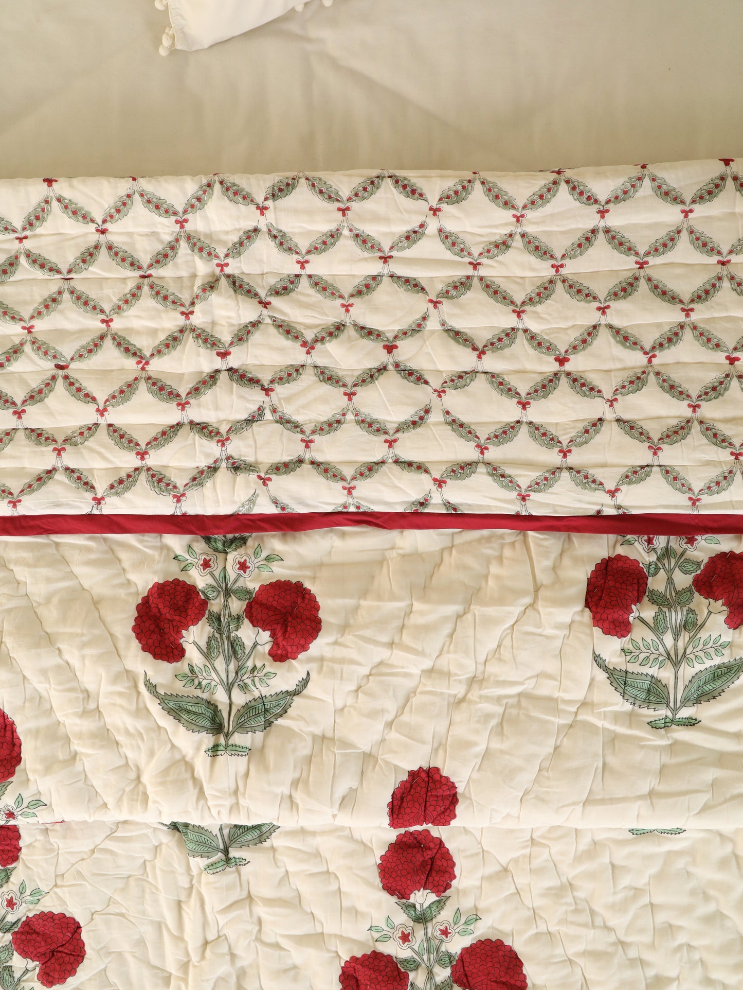 Hand Block Printed Reversible Jaipuri Quilt By Jaipur Hastkar