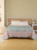 ENGLISH GREEN FOREST HAND BLOCK PRINT REVERSIBLE COTTON QUILT/RAZAI