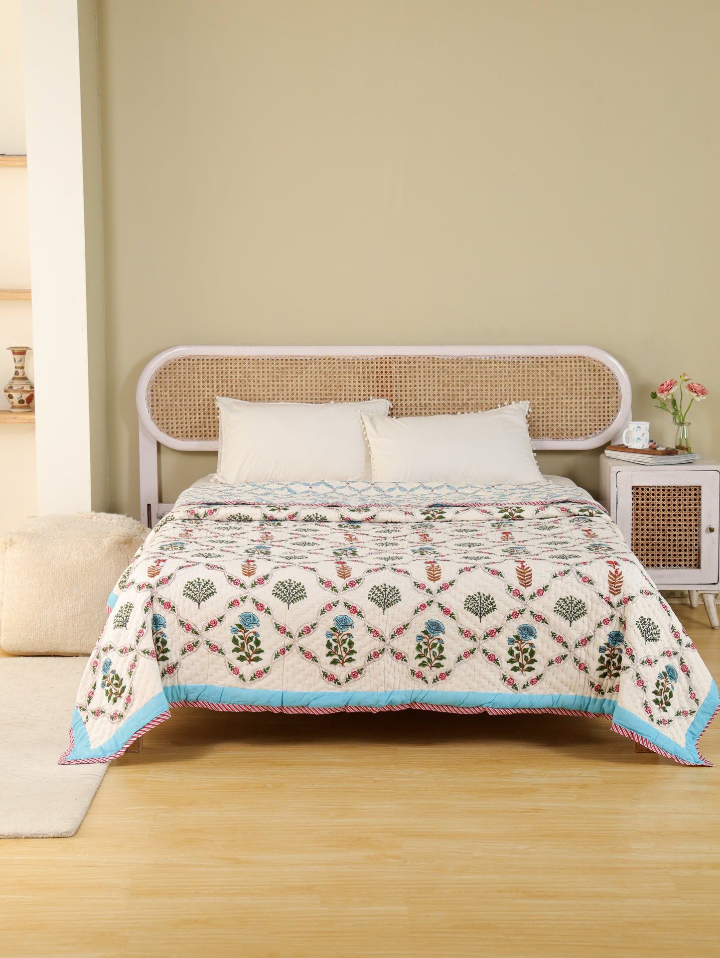 Hand Block Printed Reversible Jaipuri Quilt By Jaipur Hastkar
