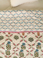 TRADITIONAL GULMOHAR HAND BLOCK PRINT REVERSIBLE COTTON QUILT/RAZAI