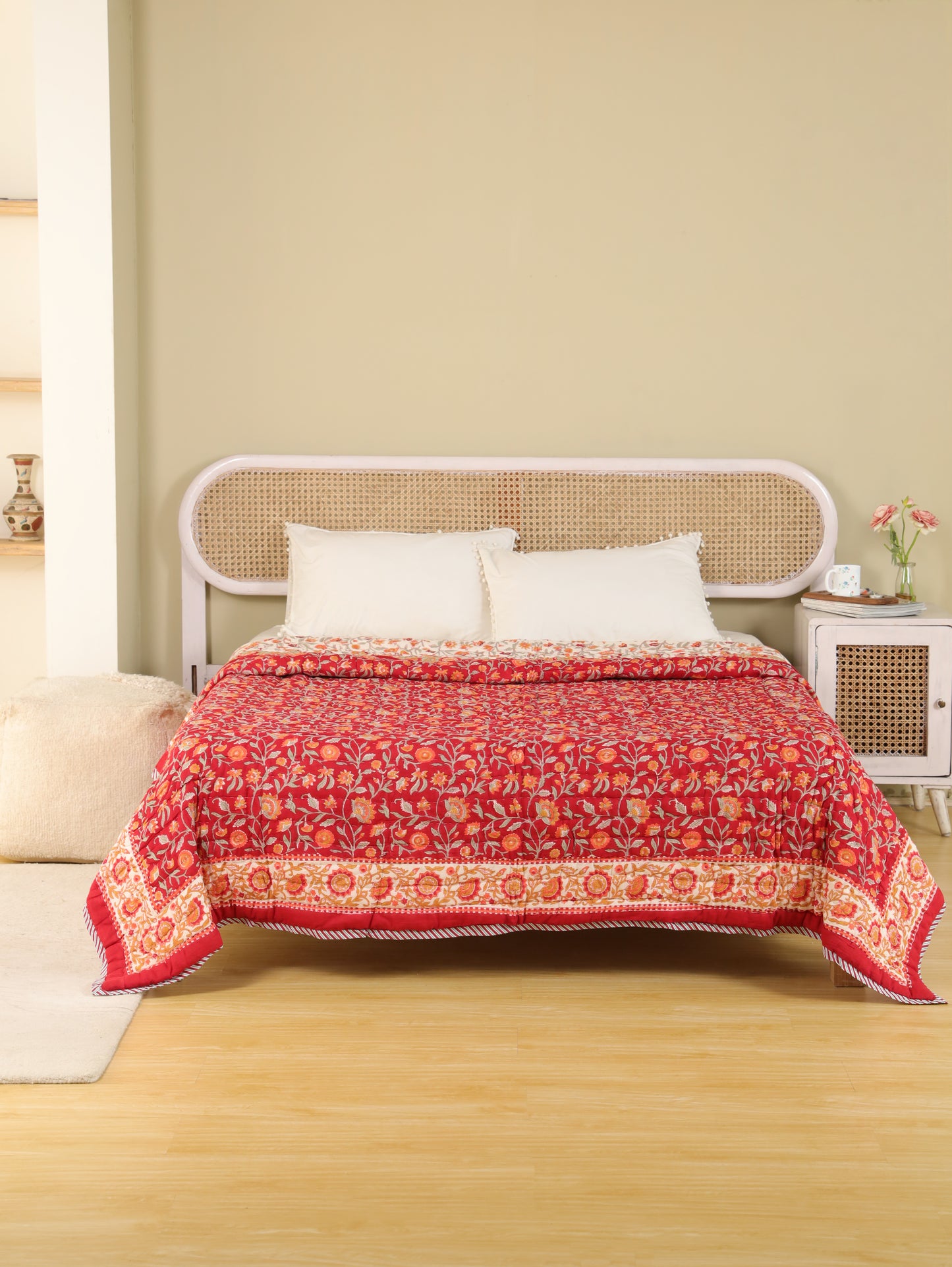 Hand Block Printed Reversible Jaipuri Quilt By Jaipur Hastkar