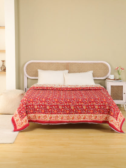 Hand Block Printed Reversible Jaipuri Quilt By Jaipur Hastkar