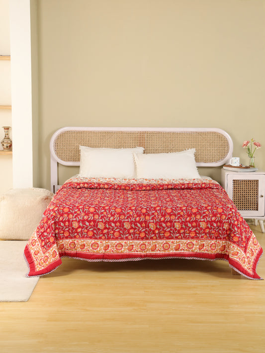 Hand Block Printed Reversible Jaipuri Quilt By Jaipur Hastkar