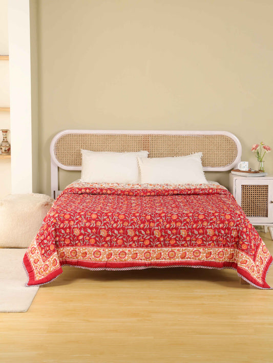 Hand Block Printed Reversible Jaipuri Quilt By Jaipur Hastkar