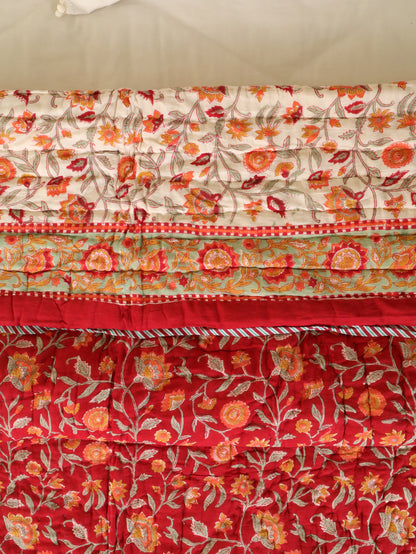 Hand Block Printed Reversible Jaipuri Quilt By Jaipur Hastkar