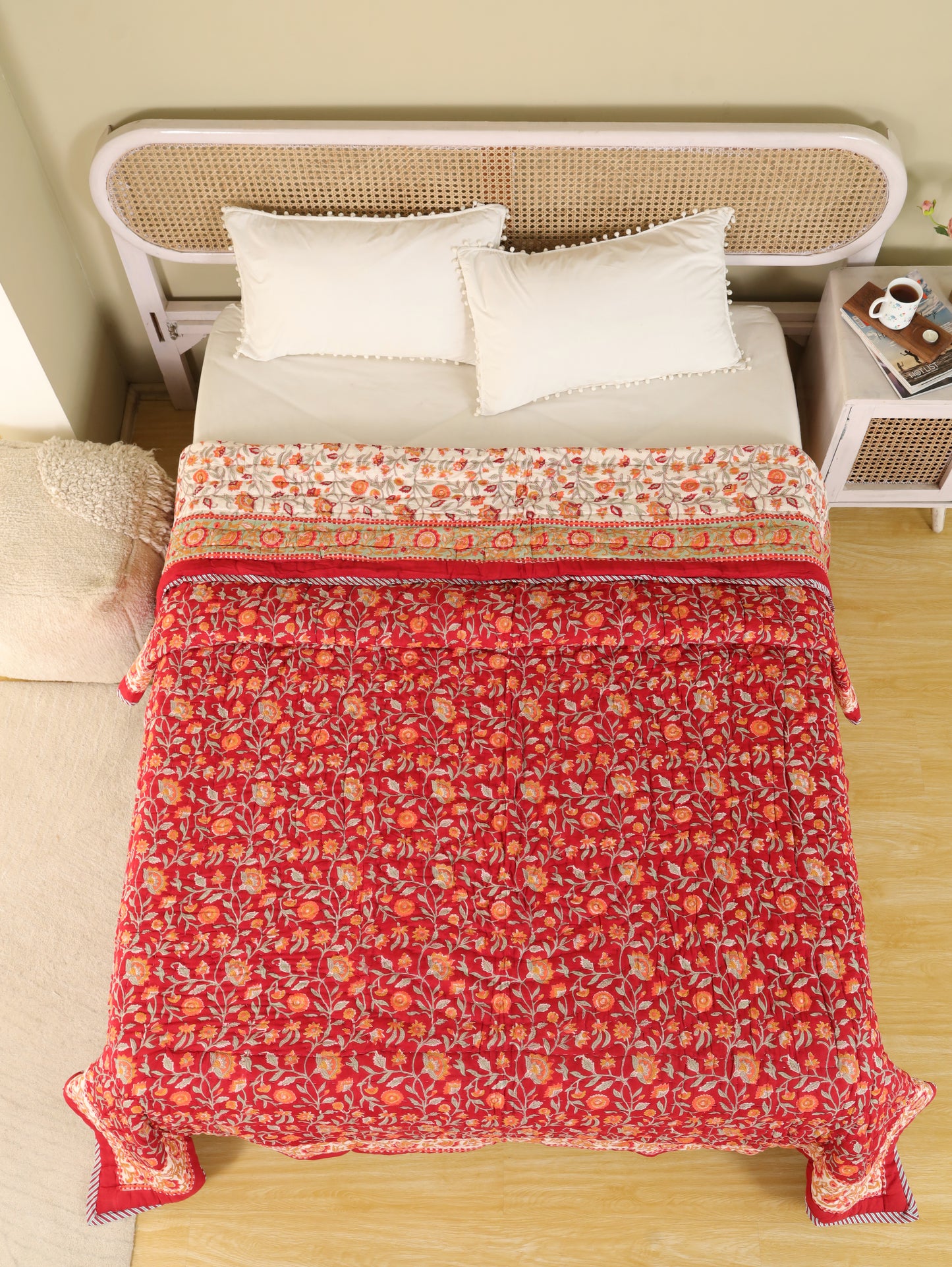 Hand Block Printed Reversible Jaipuri Quilt By Jaipur Hastkar