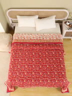 TIMELESS RED KRIPAL JAAL HAND BLOCK PRINT REVERSIBLE COTTON QUILT/RAZAI