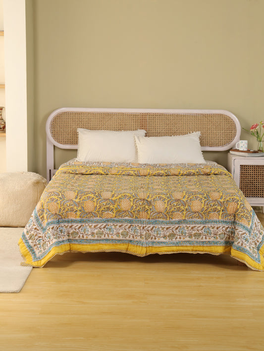 Hand Block Printed Reversible Jaipuri Quilt By Jaipur Hastkar