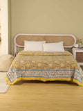 GOLDEN PINEAPPLE HAND BLOCK PRINT REVERSIBLE COTTON QUILT/RAZAI