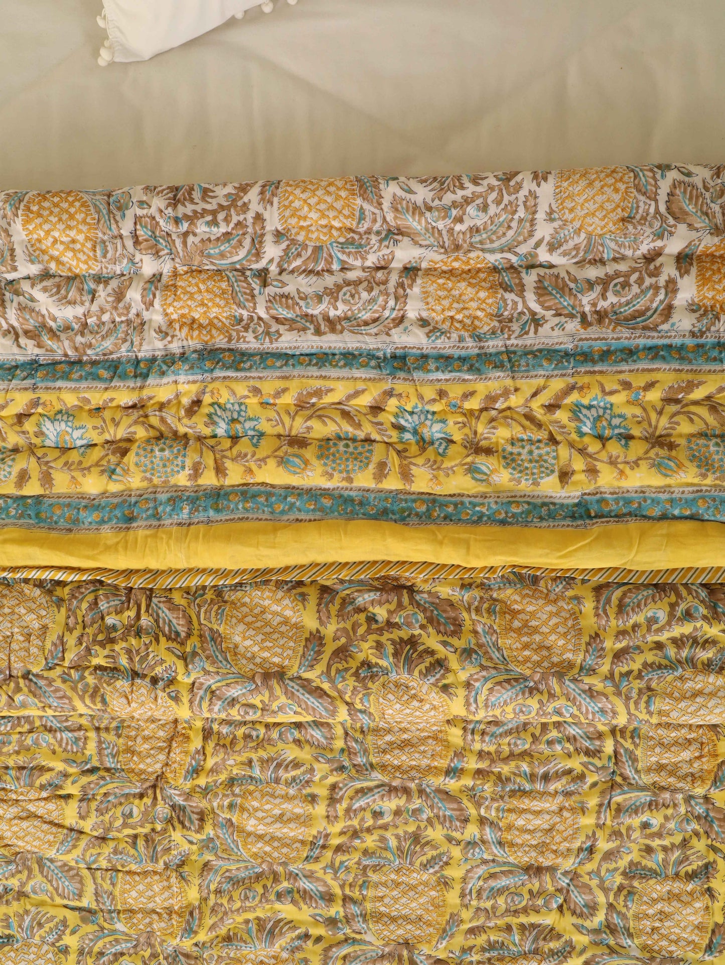 Hand Block Printed Reversible Jaipuri Quilt By Jaipur Hastkar