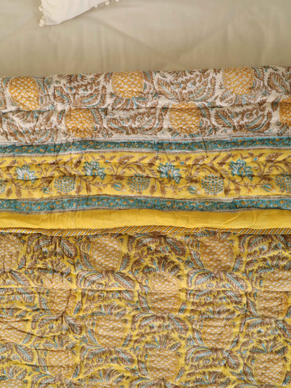 Hand Block Printed Reversible Jaipuri Quilt By Jaipur Hastkar