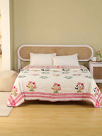 ROYAL MUGAL MOTIF HAND BLOCK PRINT REVERSIBLE COTTON QUILT/RAZAI