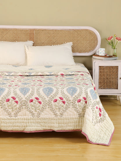 Hand Block Printed Reversible Jaipuri Quilt By Jaipur Hastkar