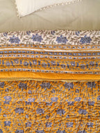 DARK GOLDEN MEHRAB HAND BLOCK PRINT REVERSIBLE COTTON QUILT/RAZAI