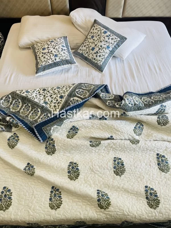 Mehrab Blue Butta Block Printed Jaipuri AC Comforter