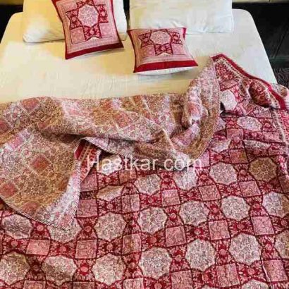 Red Shahi Giometric Butta Hand Block Print Jaipuri Reversible Ac Comforter