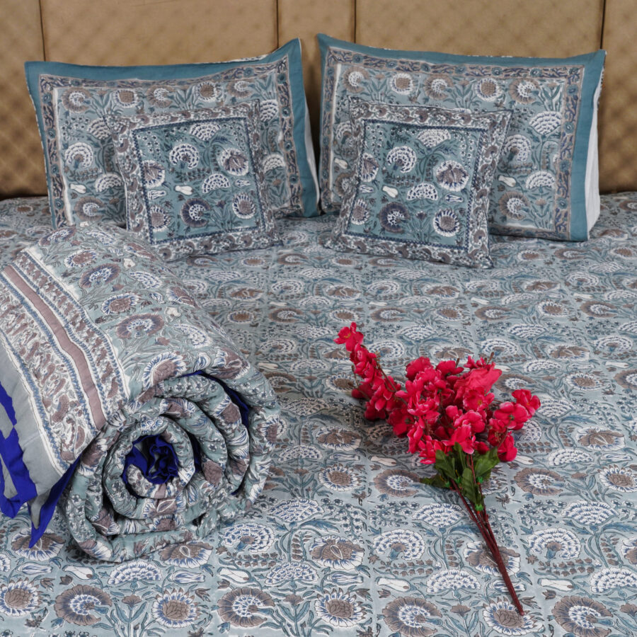 Dark Grey Kashyab Quilt Bedding Set's