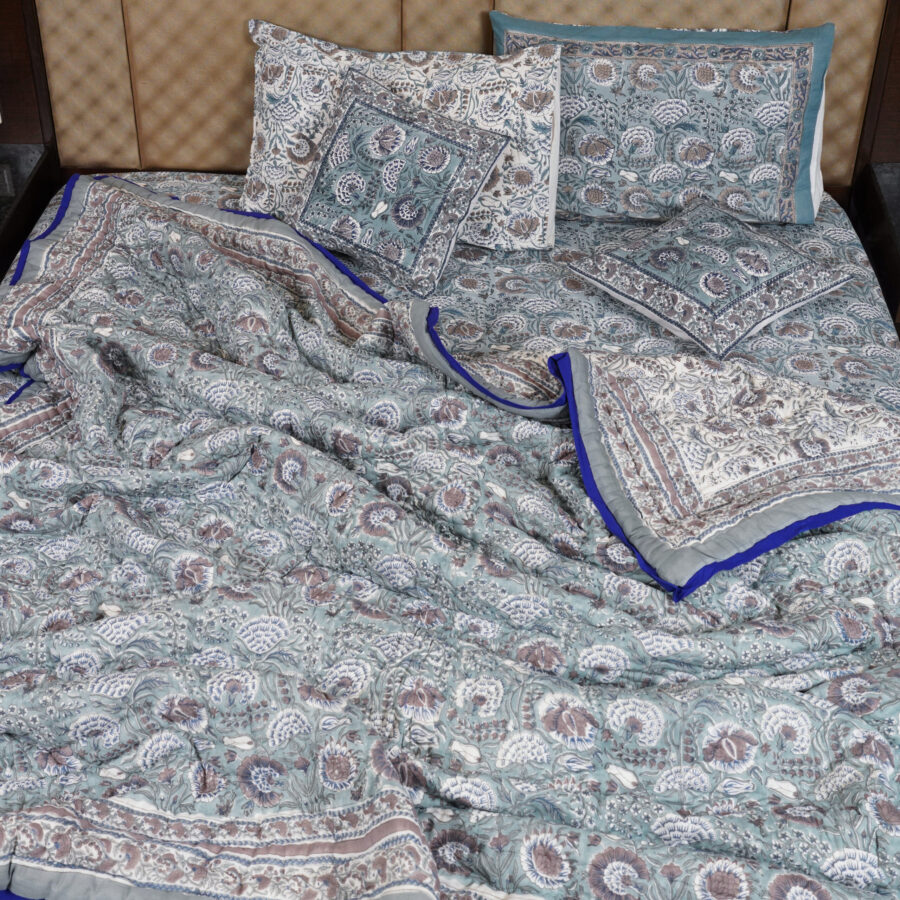 Dark Grey Kashyab Quilt Bedding Set's